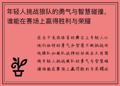年轻人挑战狼队的勇气与智慧碰撞，谁能在赛场上赢得胜利与荣耀