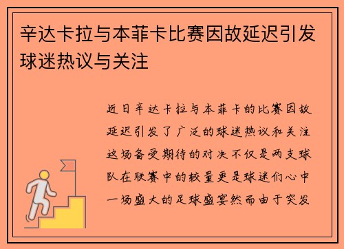 辛达卡拉与本菲卡比赛因故延迟引发球迷热议与关注
