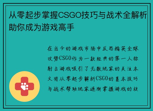 从零起步掌握CSGO技巧与战术全解析助你成为游戏高手